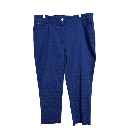 89th & Madison Women's 16 Cobalt Blue Cropped Pants Geometric Colorful BOHO - Picture 1 of 7